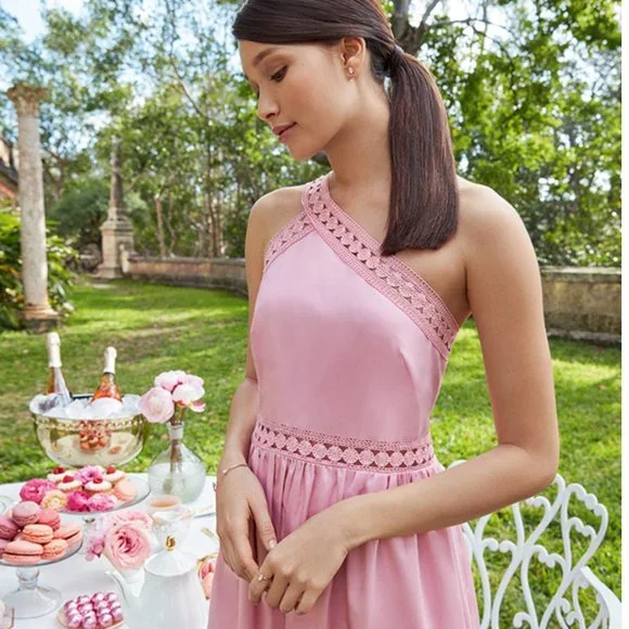 Ted Baker Kallii One Shoulder Pink Asymmetric Cotton Dress Size M NWT - Picture 3 of 8